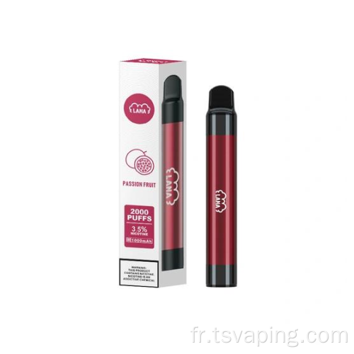 Dernière Lana Pen 6ML E-cigarette jetable 2000 bouffée